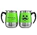 LEADNOVO Self Stirring Coffee Mug Electric Stir Stainless Steel Automatic Self Mixing Cup for Morning Office Travelling 450ml/15.2oz (Green)