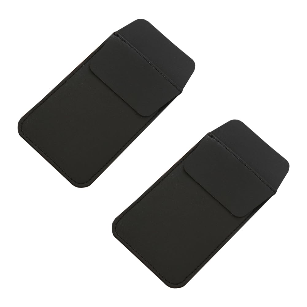 JIHUOO 2 Pcs PU Leather Pen Pocket Protector Pouch Pocket Pen Holder Organizer Pen Sleeves Pencil Case Organizer for Shirts Black