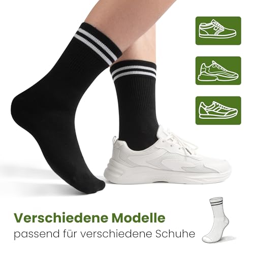 FALARY 6/12 Pairs of Bamboo Tennis Socks for Men and Women, Antiperspirant, Breathable, Sports Running Socks