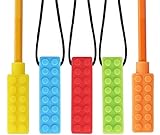 CHEW~E~Chainz Premium Pack Sensory Chew Necklace Set (5-Pack-Includes 2 Bonus Pencil Toppers)- Silicone Chewy for Autism, ADHD, Biting & Teething Boys and Girls, The New CHEW-Stronger & Lasts Longer
