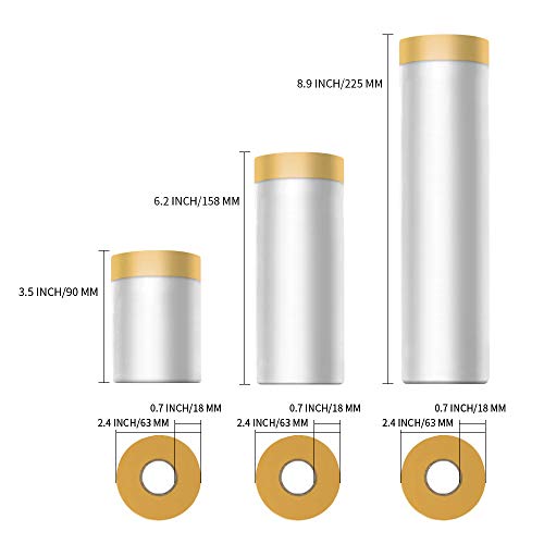 MyLifeUNIT Tape and Drape, Assorted Masking Paper for Automotive Painting Covering (66Feet, 3