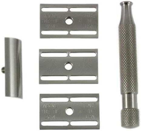 Above The Tie 5 Piece All Stainless Steel Closed Comb Safety Razor Set with Kronos Handle - No Blades Included