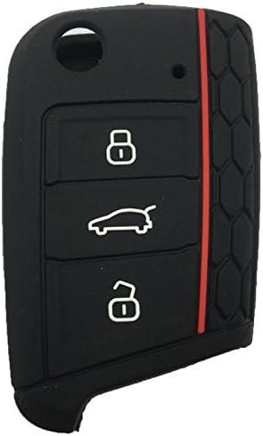 Keyless Entry Remote Key Fob Skin Cover Protective Silicone Rubber key Jacket Protector for VW Volkswagen Golf 7/GTI 7/Golf R R20/MK7 MKVII (Black)