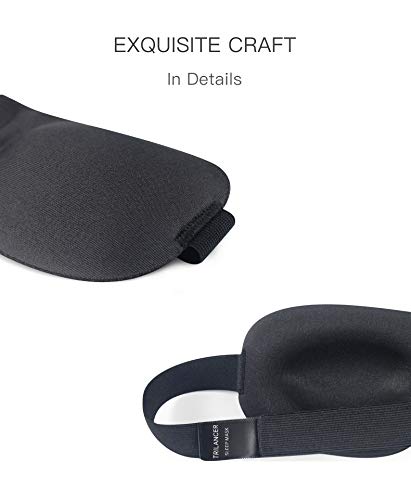 Sleep Mask Eye Mask for Man & Women, Trilancer Comfortable Blindfold for Sleeping, 3D Contoured , Complete Light Blocking, Deep Cavity, a Whole Travel Package with 4 Earplugs and Another 2D Sleep Mask