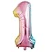 Bsstr 32 inch Large Unicorn Rainbow Number Balloon Set and 2 Star Foil Balloons 2 Unicorn Round Foil Balloons for Kids Corlorful Birthday Party Supplies, Baby Shower Decorations,Number 1