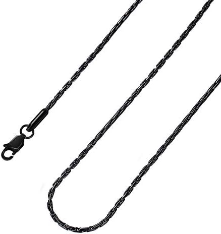 TRUSUPER 2-3mm Black Rolo Chain Stainless Steel Cable Chain Necklace Mens Womens Jewelry,18-36inch