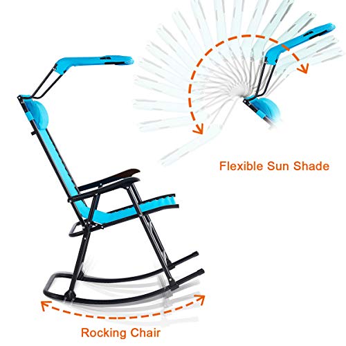Goplus Folding Zero Gravity Rocking Chair, Portable Wide Recliner for