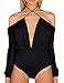 Allegrace Women Sexy String Halter Neck Bodysuit Off Shoulder Leotard Jumpsuit Black S