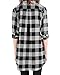 ZANZEA Womens Buffalo Plaid Flannel Shirt Button Down Long Sleeve Tops Collar with Pocket 01 Black 5XL