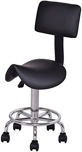 Portable Esthetician Chair Adjustable Saddle Salon Stool Rolling Massage Chair Tattoo Facial Spa with Backrest Provides Expert Support to Your Body So You Can Take Care of Yourself Pu Steel Sponge Bla
