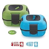 Lunch Box ~ Pinnacle Insulated Leak Proof Lunch Box for Adults and Kids - Thermal Lunch Container With NEW Heat Release Valve ~Set of 2~Blue/Green 16 oz ea