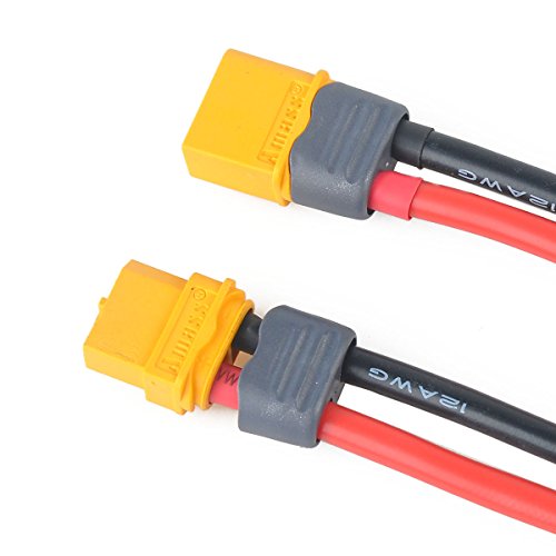4pcs XT60 Plug Male Female Connector with Sheath Housing Connector with 150mm 12AWG Silicon Wire for RC Lipo Battery FPV Drone