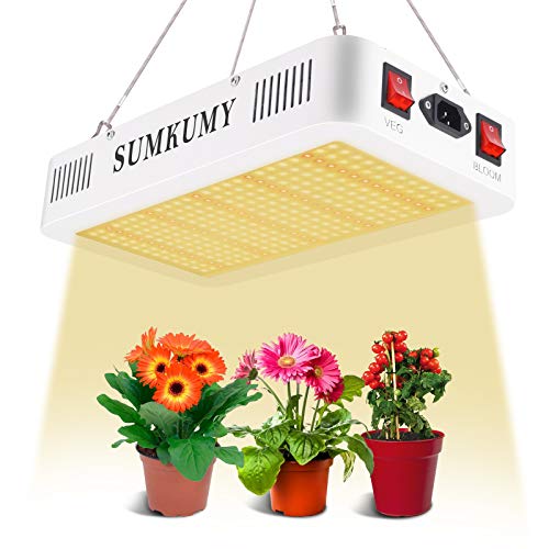 SUMKUMY 1200W LED Grow Lights for Indoor Plants Full Spectrum, Dimming Daisy Chain Grow Lamp, Coverage2.8x3.3ft, Hanging Growing Lamps for Indoor Plants Seedling Veg and Bloom Plants, Built-in Fan