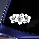 Hibiscus Group Sticker Decal Notebook Car Laptop 6" (White)