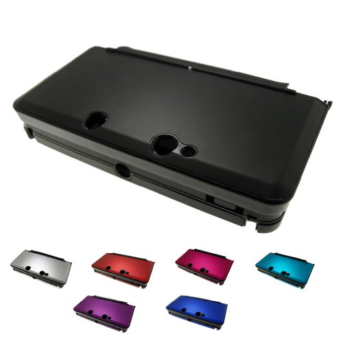 BLACK Nintendo 3DS (Not for " New 3DS") Aluminum Metal Crystal Case Skin Protector Cover + Free Screen Protectors