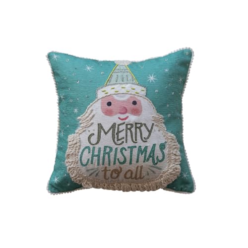 Creative Co-Op, Multicolor Square Cotton Blend Printed Pillow with Embroidered…