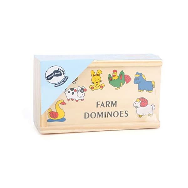 small foot Domino „Farm“ aus Holz, mit Bauernhof-Tiermotiven, in Holzbox mit Schiebedeckel, ab 3 Jahren, 7094 – Bild 3