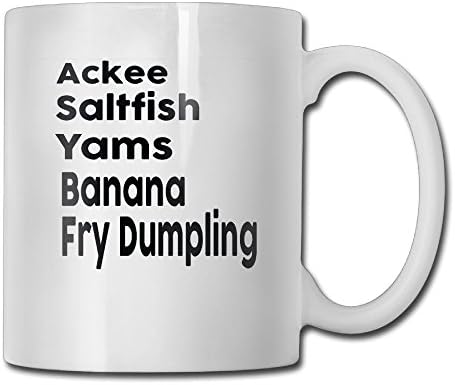 Ackee, Saltfish, Yams, Banana Fay Dumpling Personalized Coffee Mug Add Pictures, Logo, Or Text To Custom Mugs Cups For Gift White