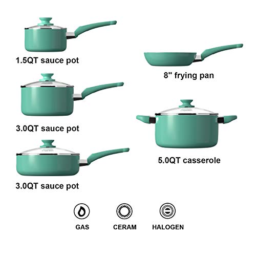 Cook Code 12 Piece NonStick Ceramic Kitchen Cookware Set, Ceramic Pots