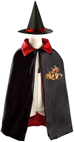 Clash Battle of Clans Kids Witch Cloak Cosplay with Hat Satin Reversible Robe Dress Cape