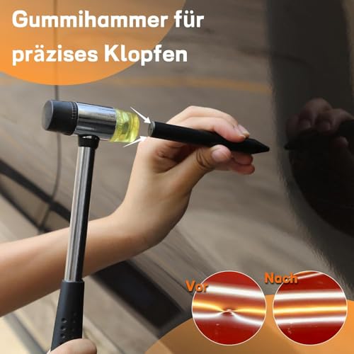 PDR Car Dent Repair Kit, Paint-Free Dent Removal Tool Set, Toothpuller, Suction Cup and Tool for Body, Ideal for Medium and Small Dents, Hail Damage and Dents