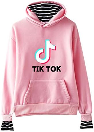 Mingning TIK Tok Fake Two Hoodies for Men and Women Casual Long Sleeve Pullover Sweater