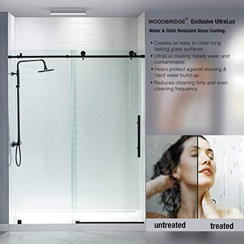 WOODBRIDGE MBSDC6076MBL Frameless Sliding Glass Shower Door 56"60"W