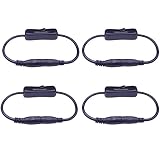 TronicsPros 4pcs LED Strip Light Inline On/Off Switch Cable DC Jack (5.5x2.1mm) Male to Female Connector, DC Jack Switch, LED Tape Light Connector, 12V Inline Rocker Switch DC Power Adapter Connector