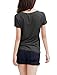 Allegra K Women Casual V Neck Short Sleeve Letters Prints Pocket Front Tee Shirt Grey,Medium (US 10)