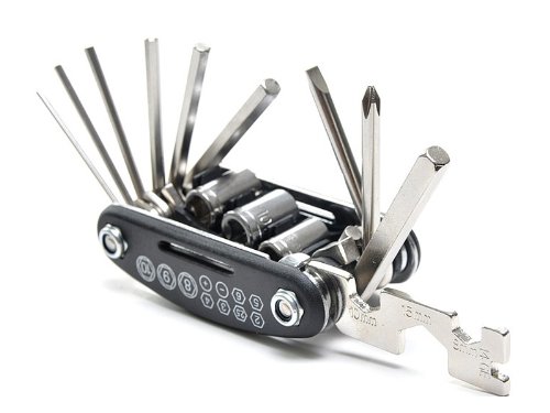 Wotefusi New Portable 16 in 1 Multi-function Repair Tools Set For Outdoor Sports Road MTB Mountain Cycle Cycling Bicycle Bike Spoke wrench Slotted Phillips Screwdriver Socket extension rod Tyre spoon Rasp Patches Rubber Patch Cement - Thumbnail 4