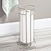 mDesign Decorative Free Standing Toilet Paper Holder Stand with Storage for 3 Rolls of Toilet Tissue - for Bathroom/Powder Room - Holds Mega Rolls - Durable Metal Wire Design - Satin