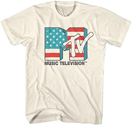 Amazon.com: MTV American Flag Logo Natural Graphic Crew Neck