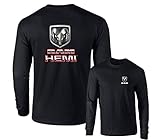Ram Hemi Logo Dodge Emblem Mopar Badge Long Sleeve T-Shirt, Black, XL