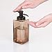 mDesign Decorative Square Glass Refillable Liquid Soap Dispenser Pump Bottle for Bathroom Vanity Countertop, Kitchen Sink - Holds Hand/Dish Soap, Hand Sanitizer, Essential Oils - Sand Brown/Bronze
