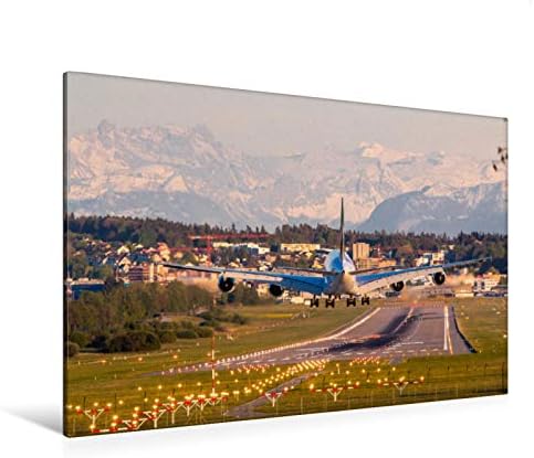 Premium Textile Canvas 120 x 80 cm Landscape Emirates Airbus A380 Zurich