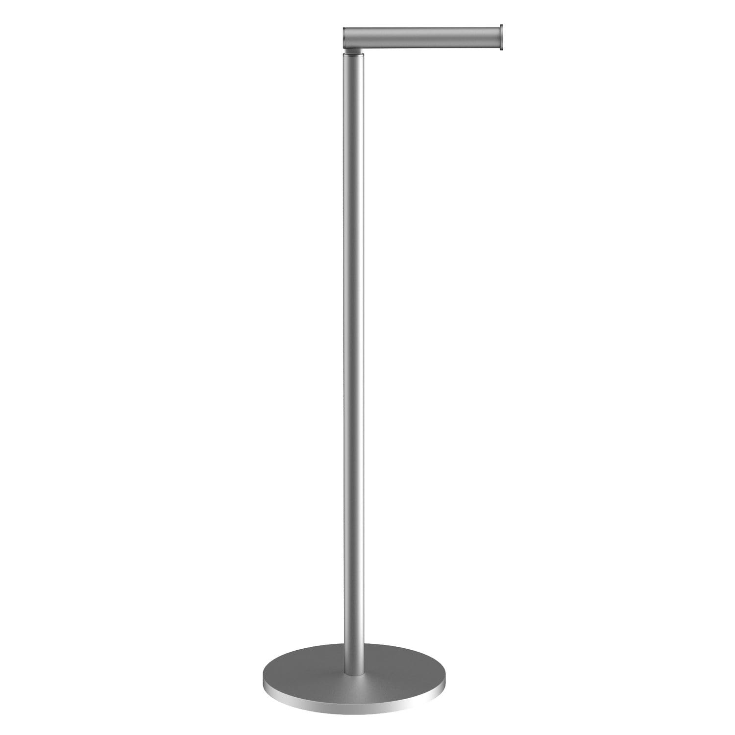 Intirilife Multifunctional freestanding stainless steel toilet roll holder paper roll stand in silver - With integrated spare roll holder for bathroom and toilet