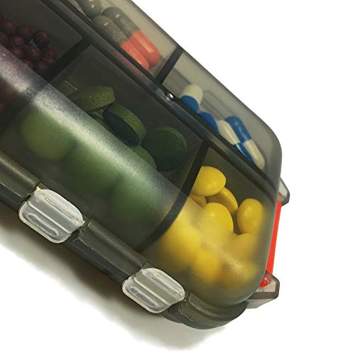 Pill & Vitamin Organizer case Box Travel Portable 2Pack (Black+White)