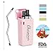 CHARMINER Collapsible Straw Reusable Stainless Steel, Folding Drinking Straws Food-Grade Portable Set Stainless Steel Case with Cleaning Brush Keychain Hole,for Household,Outdoor pink