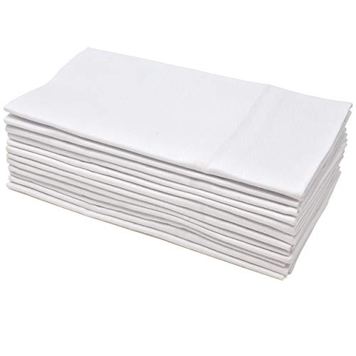 Cotton Cloth Dinner Table Napkins White - 12 Pack (18 inches x 18 inches) Reusable Soft Comfortable for Wedding Party Restaurant Dinner Hotel |for Events and Regular Home use