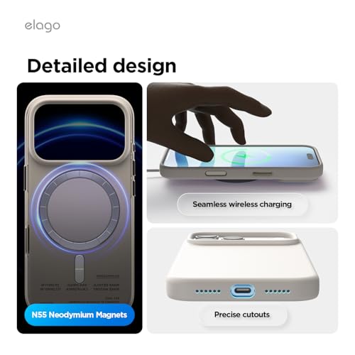 elago Funda Magnética de Silicona para iPhone 17 Pro MAX 6,9'' - Compatible con MagSafe, Silicona Líquida Premium, Funda Protectora, Antigolpes, Perfil Delgado (Piedra)