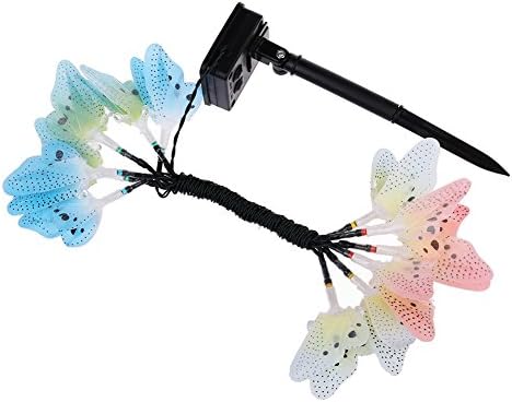MAIKEHIGH Garden Solar Lights Outdoor Decorative Lamp Butterfly Waterproof Multi-color Changing LED Landscape Lighting Solar Powered Optic Fiber, Yard Art(12PCS)