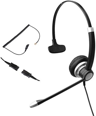 Audicom Wired Call Center Headset Headphone with Mic + Quick Disconnect for Telephone Aastra 6757i Avaya 1416 2420 5410 Mitel 5330 NEC Aspire DT300 DSX ShoreTel IP230 Polycom IP Phones(H700RQDRJ1A)