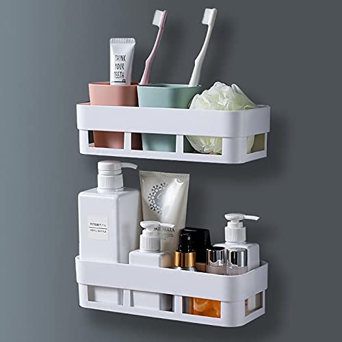CLEKOD Wall Shower Caddy Corner Shelf Adhesive, Plastic Bathroom