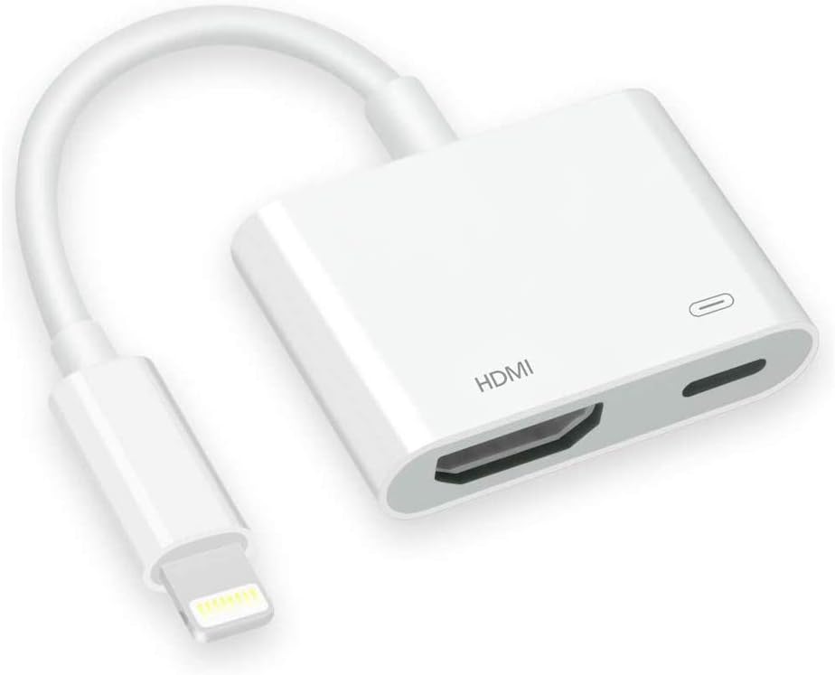 Lighting to HDMI Adapter Compatible with iPhone11, XS, XR, X 8/7/Plus iPad iPod,HDMI Sync Screen HDMI Connector