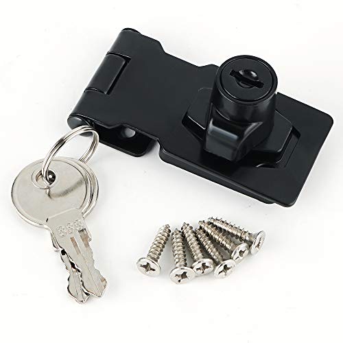 Mooche Door Lock Latch Cabinet Locks with Keys Hasp Lock, Stainless Steel Matt Black, 65mm/2.56¡¯¡¯, MMS1025-B - Thumbnail 3