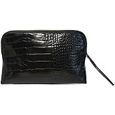 RITTZI Noir Onyx Crocodile Cosmetic Bag - Luxury Vegan Leather Makeup Bag, Black Crocodile Texture Organizer, Beauty Bag for Travel, Skincare & Makeup Storage