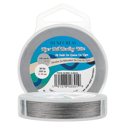 BENECREAT 300-Feet 7-Strand Beading Wire, 0.018inch/ 0.46mm Tiger Tail Bead Stringing Wire for Jewelry Making Threading Necklace Bracelet Crafts