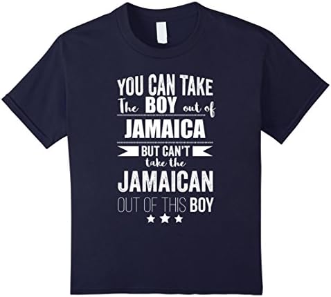 Kids Can take the Boy out of Jamaica T-shirt Jamaican Pride Proud 12 Navy