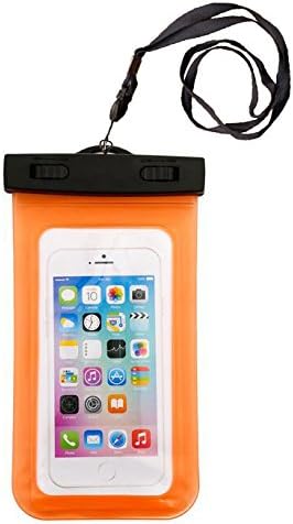 Waterproof Case.KINGBEST Universal Waterproof Case Bag Touch Responsive Transparent Windows,Watertight Sealed System for iPhone Series and Other Smartphone for Boating/Hiking/Swimming/Diving (Orange)