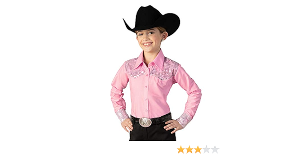 Girls' Pink Sparkle Yoke Show Blouse XL 